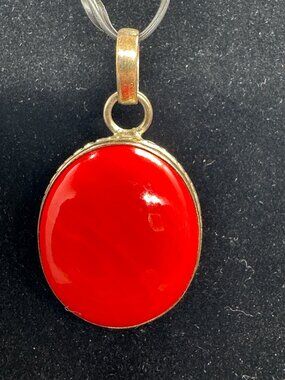 ✨ Bold Red Cabochon Pendant – Vintage Style Statement Necklace Charm ✨